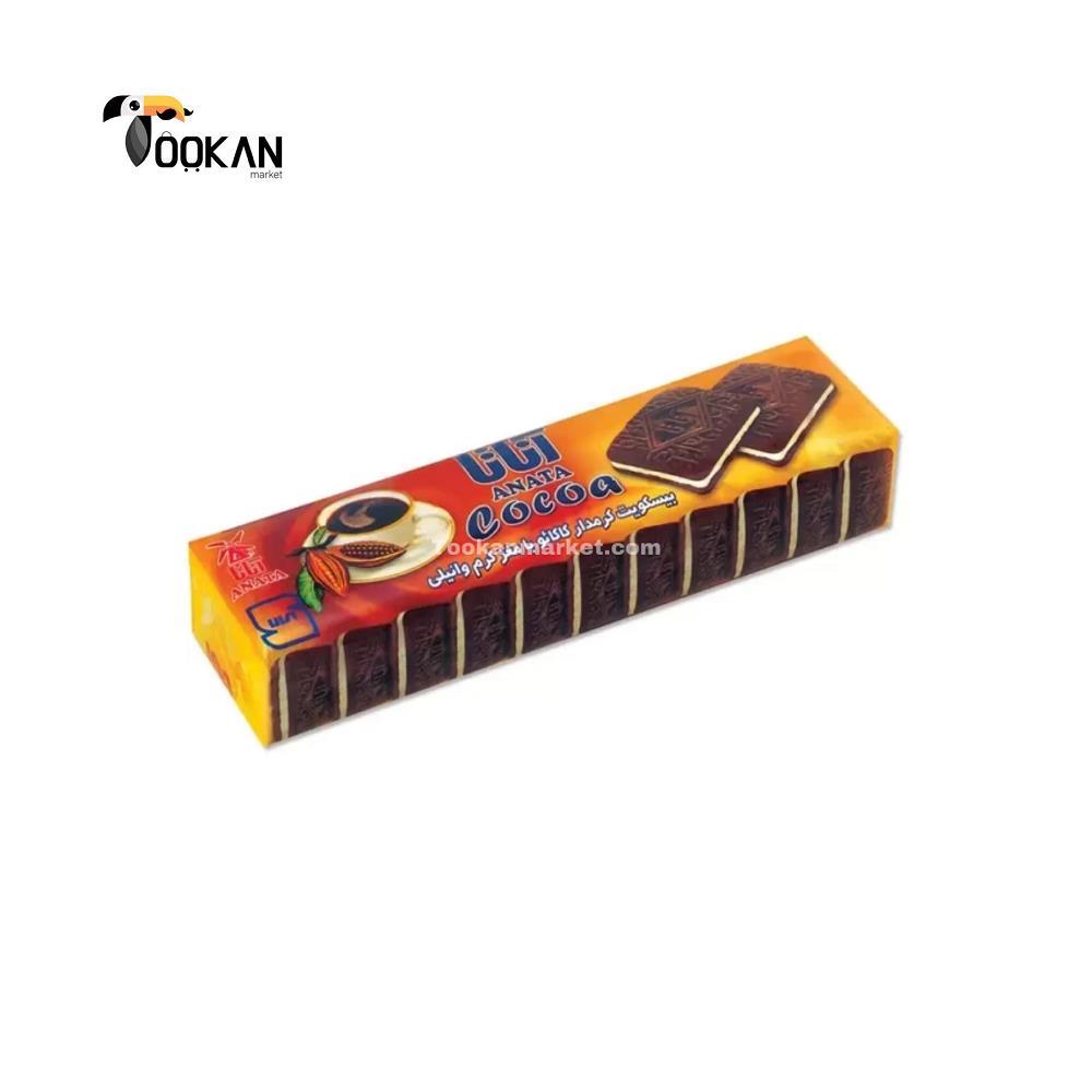 بیسکویت تخت کرمدار کاکائویی 115 گرمی آناتا