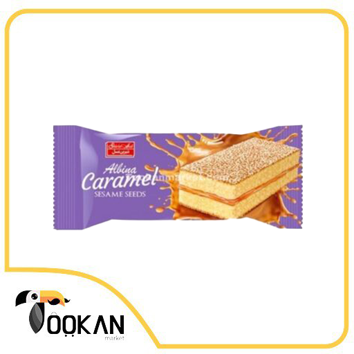 کیک لایه‌ای کنجدی آلبینا 40 گرمی شیرین عسل